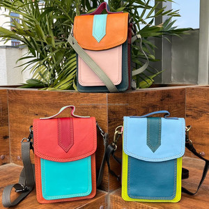 Petit sac à bandoulière en cuir recyclé pour téléphone portable pour femmes Sacs à bandoulière en cuir coloré Sac de poche pour téléphone portable de haute qualité Sac à main - Product Image 2