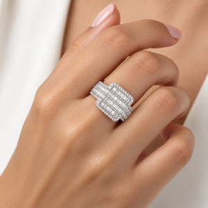 Anillo de cóctel de lujo con moissanita, corte baguette, engaste de canal, plata 925, joyería de compromiso para mujer - Product Image 3