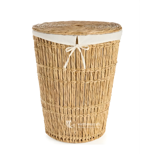 Cesta Tejida de Jacinto de Agua con Tapa y Forro Extraíble, Cesta Decorativa Ecológica para Baño y Lavadero - Product Image 1