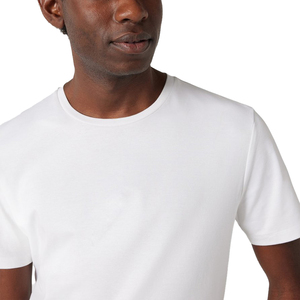 T-shirt à manches courtes pour homme, coupe classique, col rond, 100% coton, couleur unie, vêtement décontracté, écologique et respirant, blanc - Product Image 3