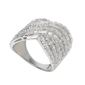 Anillo de compromiso y boda de lujo en plata con diamantes blancos redondos y baguette de 2.00 Ct para mujer (color G-H, claridad I) - Product Image 3