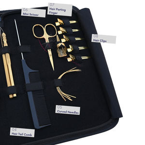 Kit de herramientas profesionales para extensiones de cabello de 3 orificios con alicates de crimpado de microanillos, mini tijeras, gancho para extraer cabello y peine de cola - Product Image 4