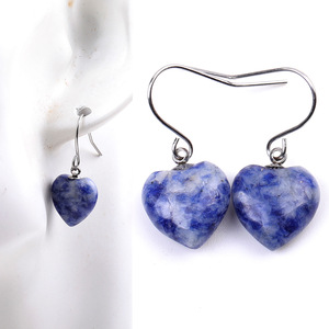 Boucles d'oreilles pendantes en alliage de zinc plaqué argent avec quartz rose en forme de cœur, bijoux romantiques pour femmes, cadeau, style fête - Product Image 6