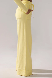 Ensemble 2 pièces en molleton jaune à capuche pour femme, coupe ample, manches longues, décontracté, toutes saisons, sweat-shirt et pantalon de jogging avec bordure en fourrure - Product Image 3
