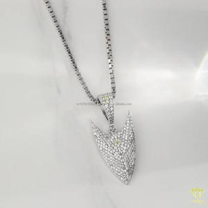 จี้รูปลูกศรประดับเพชรโมอิสซาไนต์บนสร้อยเงินแท้ 925 สไตล์ฮิปฮอป - Product Image 3