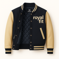Veste universitaire de luxe Royal Fit Navy, boutonnage simple, logo brodé, col en V, style preppy pour homme, tricotée respirante pour l'hiver