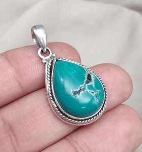 Pendentif turquoise bleu, argent sterling 925, pierre précieuse naturelle, fabrication artisanale, fabricant en gros de bijoux - Product Image 3
