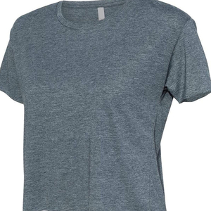 Camiseta de punto de manga corta con cuello redondo, color gris jaspeado, extragrande para hombre, con logotipo personalizado en la parte delantera, estilo casual urbano - Product Image 2