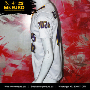 Camiseta de Béisbol Sublimada Personalizada, Panthers 02, Blanca y Amarilla, Manga Corta, Unisex, Absorbe la Humedad, Antibacteriana, Cuello en V, 100% - Product Image 6