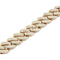 Pulsera de Moissanita en Oro Amarillo Premium con Brillantes Piedras Engastadas a Mano y Estilo Clásico de Eslabones Cubanos