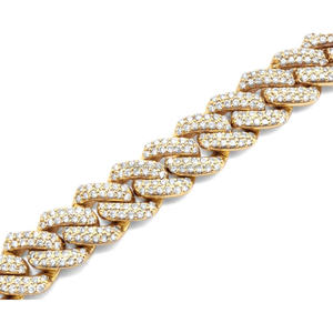 Statement Yellow <b>Gold</b> Lab Grown Bracelet Featuring Hand <b>Set</b> Stones and Classic Cuban Link Craftsmanship - Product Image 6