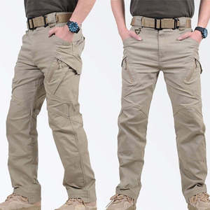 Men's Outdoor Sports Safari Style Cargo Pants <b>Waterproof</b> Windproof Breathable Fleece Embroidered Mid Waist - Product Image 4