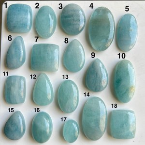 พลอยอะความารีนธรรมชาติทรงรีสีน้ำเงินสำหรับทำเครื่องประดับ หินขัดเงาสำหรับแหวนหรือจี้ คริสตัลบำบัด - Product Image 3
