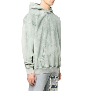 Sudadera con Capucha Oversize para Hombre, Teñida con Efecto Tie-Dye, Manga Regular, Algodón Tejido, Casual, Diseño Liso, con Bolsillo, para Otoño - Product Image 4