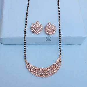 Rima CZ Designer Mangalsutra Set-Rhodium Plated Zircon Wedding Jewelry for Children - Product Image 3