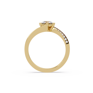 Anillo de compromiso moderno de oro puro de 14 quilates con banda retorcida y diamante redondo brillante cultivado en laboratorio, anillo de boda para mujer. - Product Image 3