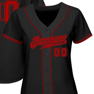 Camiseta de Béisbol Negra y Roja para Hombre, con Botones al Frente, Uniforme Deportivo Ligero para Práctica y Juego - Product Image 2