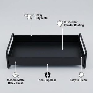 Black Metal Vanity <b>Tray</b> Rectangle Shape Minimalist Design for Makeup <b>Perfume</b> Storage Organizer Easy To Clean Polished Finish - Product Image 6