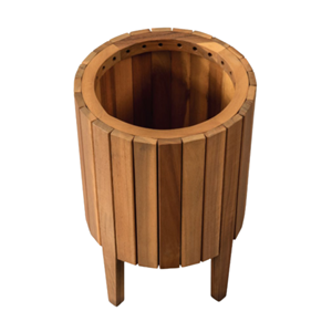 Handcrafted Cylinder Wooden <b>Planter</b> Box With <b>Plastic</b> Liner, Natural Solid Wood Outdoor Flower Pots Garden Decor Vietnam - Product Image 3