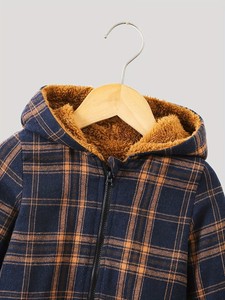 Veste d'hiver décontractée pour homme, à capuche, épaisse, doublée de polaire, à motif animalier uni, avec fermeture éclair - Product Image 6