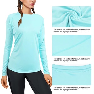 Haut de sport compressif pour femme avec logo personnalisé, extensible dans les 4 sens, en poly-spandex, T-shirt de gym anti-humidité, vêtements de sport en gros - Product Image 3