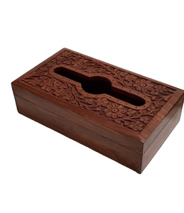 กล่องทิชชู่ไม้แกะสลักทำด้วยมือทรงสี่เหลี่ยมผืนผ้าขนาด10x6นิ้วที่ใส่กระดาษเช็ดหน้าและที่ใส่ผ้าเช็ดปากสำหรับตกแต่งบ้าน - Product Image 1