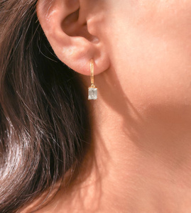 Most Trendy Women's Classic 14K 18K Yellow Gold Custom Diamond Dangle Drop Earrings 0.50 Carat Each E VVS2 Emerald Fine Jewlery - Product Image 2