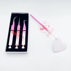 Pince à épiler professionnelle en acier inoxydable à fibres multicolores personnalisée modèle d'extension de cils de Volume haut de gamme - Product Image 2