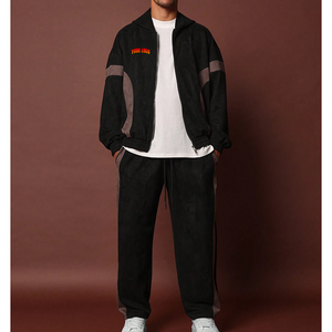 Survêtements d'hiver élégants et coupe-vent pour hommes, ensembles deux pièces en polyester/coton avec fermeture élastique pour l'entraînement en extérieur - Product Image 1