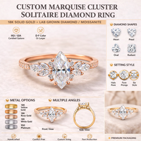 Bague de fiançailles classique minimaliste en or blanc avec diamant taille marquise de 2,50 carats, sertie à griffes, bijoux de mariage