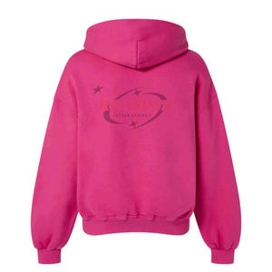 Sudadera con Capucha Oversize Rosa para Mujer con Estampado de Logotipo Frontal, Manga Regular, de Algodón Tejido, para Uso Casual de Otoño y Venta al por Mayor - Product Image 2