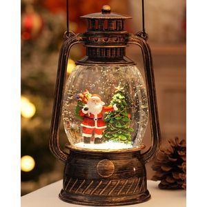 Decorazioni Natalizie da Interno con Globo di Neve Musicale, Timer 6 Ore, Scena Illuminata con Babbo Natale, Lanterne Globo di Neve con Albero di Natale - Product Image 1