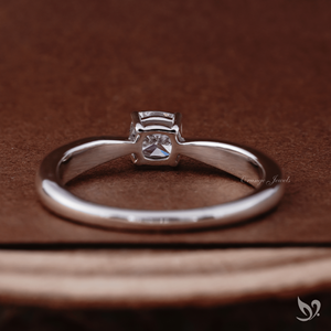 0.50 carat cushion cut lab grown diamond <b>ring</b> pinched shank <b>solitaire</b> 10K white gold delicate engagement <b>ring</b> - Product Image 3