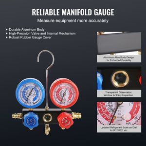 Pompa per vuoto HVAC a palette rotative monostadio da 1/4 HP 4.5 CFM per aria condizionata, kit refrigerante A/C con manometro e set di manometri - Product Image 4