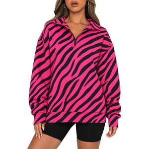 Long Sleeve Relaxed Fit Outdoor Top Forest Camo Pattern Casual Pullover Design <b>Quarter</b> <b>Zip</b> Streetwear <b>Sweatshirt</b> for <b>Women</b> - Product Image 2