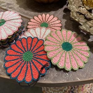 Custom Logo <b>Beaded</b> Embroidery <b>Coasters</b> Handmade for Gift Purpose Traditional <b>Beaded</b> <b>Coaster</b> with Seed Beads - Product Image 1