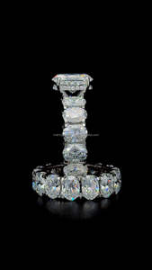 Joyería fina Plata de Ley 925 Vvs 3,5 quilates corte ovalado moissanite diamante completo eternidad anillo Hip Hop banda dos anillos conjunto para mujeres - Product Image 3