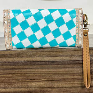 Nueva Cartera de Cuero con Diseño a Cuadros y Hecha a Mano en el Estilo Occidental para Mujer, Cartera de Cuero Genuino con Solapa Elegante para Efectivo y Tarjetas - Product Image 5
