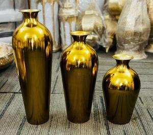 Juego de Jarrones de Metal Dorado Resistentes al Óxido, Jarrones Decorativos Modernos Hechos a Mano para Mesa, para Hogar y Bodas - Product Image 1
