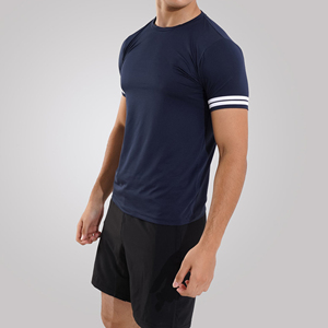 เสื้อยืดโพลีเอสเตอร์ 100% สำหรับวิ่งออกกำลังกายผู้ชาย แห้งเร็ว แขนสั้น เสื้อกีฬาสีพื้น เสื้อยิม - Product Image 3