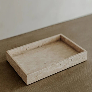 Natural LuxuryTravertineTray Rectangle Tray for Bathroom Kitchen Counter Decorative Travertine Tray for <b>Dresser</b> Home - Product Image 1