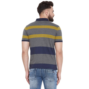 T-shirt Polo Rayé Personnalisé de Qualité Supérieure en Tissu Tricoté Respirant, Conception OEM, Grande Taille, Manches Courtes, Disponible dans Toutes les Couleurs et Tailles - Product Image 6