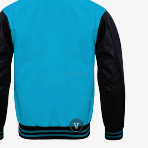 Chaqueta universitaria de manga de cuero genuino de lana 100% personalizada con cuello levantado para hombre, abrigo con letras de béisbol personalizado con proceso de recubrimiento - Product Image 5