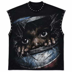 เสื้อกล้ามลายกราฟิกประดับเพชรเทียม ผ้าฝ้าย 100% เนื้อนุ่ม ระบายอากาศได้ดี เสื้อยืดแขนกุด แฟชั่นใหม่ สตรีทแวร์ ยูนิเซ็กส์ รับผลิตแบบ OEM - Product Image 1