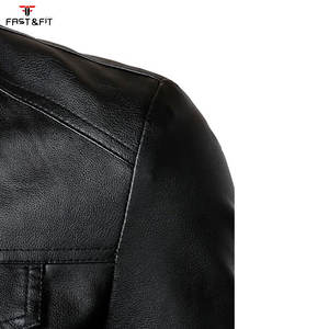 Veste en cuir véritable et toile pour homme, taille 8XL, mode automne-hiver, couleur unie, fermeture éclair sur le devant, imperméable et respirante pour homme - Product Image 5