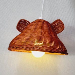 Sustainable rattan light shade kids lighting lamp cover lovely <b>bear</b> shaped lampshade factory price - Product Image 6