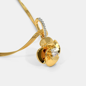 Collar con Colgante de Diamante Cultivado en Laboratorio con Diseño Floral en Oro Amarillo - Product Image 4