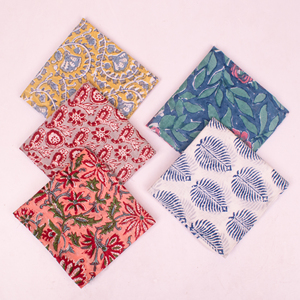 Handmade Organic Cotton Floral Vintage Block Print Scarf Lightweight Eco-Friendly Hair/Neck Wrap Bohemian Unisex Accessory - Product Image 2