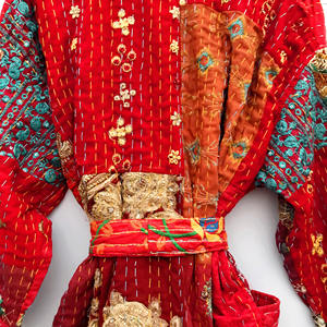 Batas Kimono de Algodón para Mujer con Bordado y Patchwork Kantha, Tallas Grandes, para Verano y Otoño, Ropa de Playa - Product Image 6