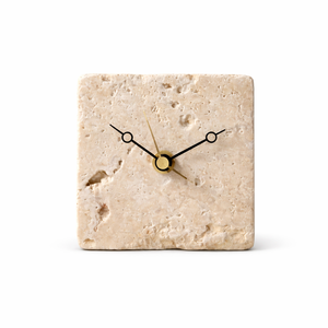 Horloge en marbre unique avec chiffres romains et accents dorés, élégante horloge de table avec chiffres romains, décoration de bureau moderne, horloge décorative - Product Image 5